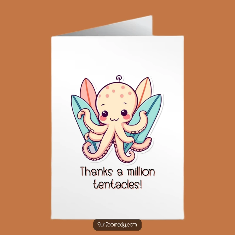 Free Printable Thank You Card: Octopus Surfer - Grateful Download