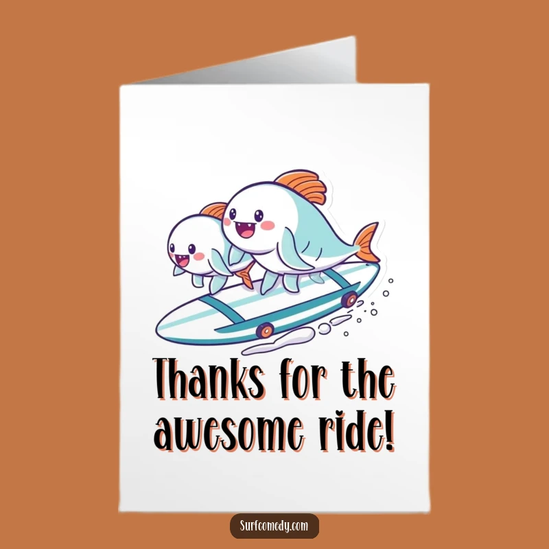 Free Printable Thank You Card: Kawaii Fish Surf Crew - Funny Downloadable Gratitude!
