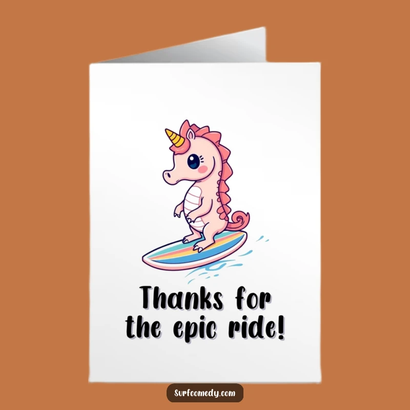 Free Printable Thank You Card: Seahorse Surfboard - Cheerful Downloadable Gift!