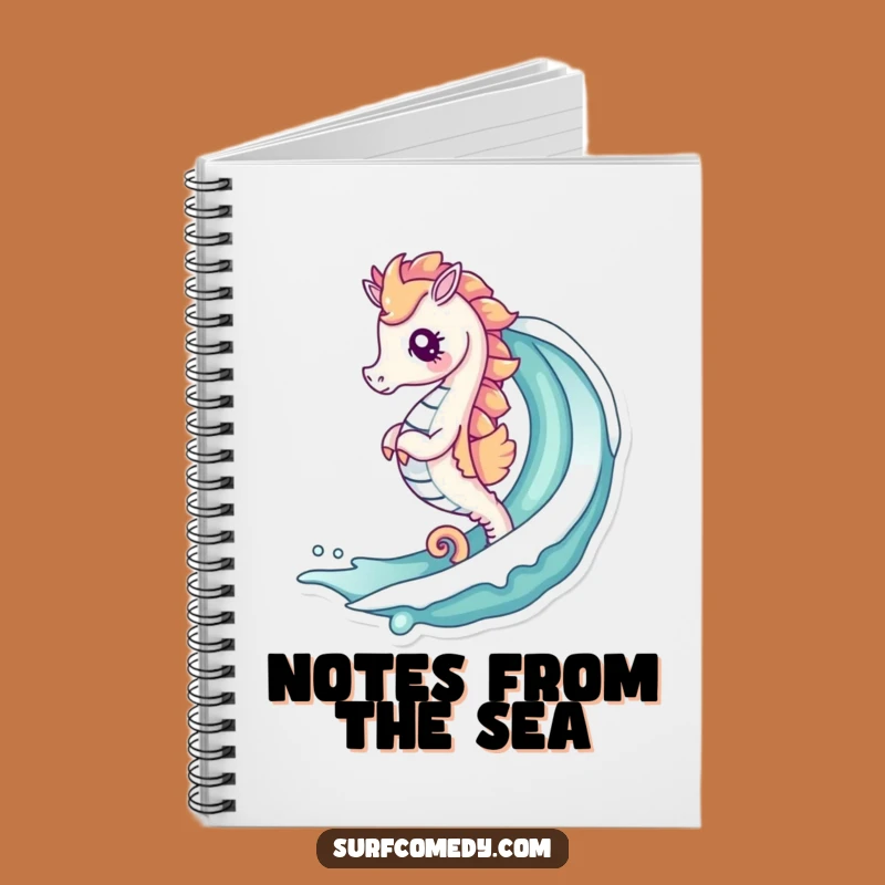 Funny Kawaii Seahorse Wave Notebook - Ocean Journal Gift
