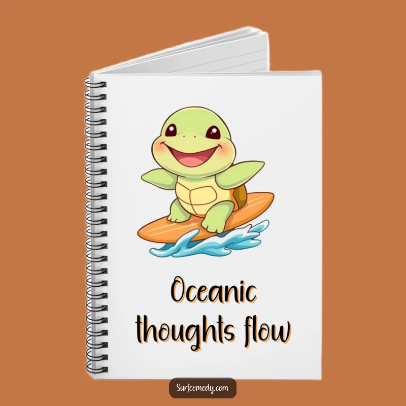 Funny Sea Turtle Surfing Notebook - Beach Diary Gift