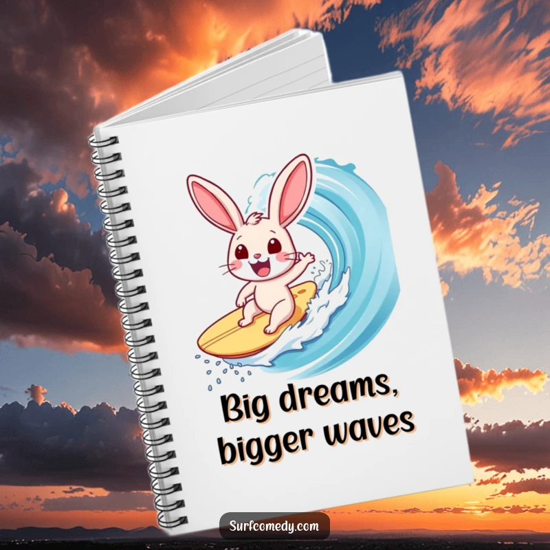Funny Surfer Rabbit Notebook: A rabbit excitedly surfs a giant wave, inspiring creativity and humor for all your writing needs.