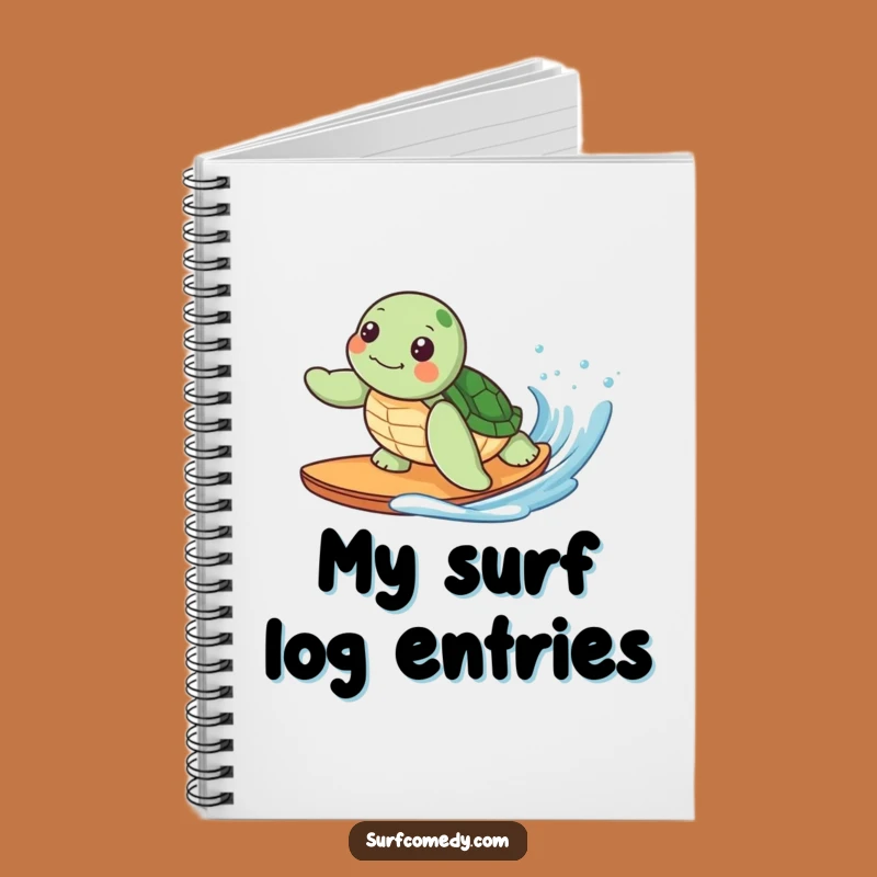 Funny Kawaii Turtle Surfing Notebook, Cute Stationery Gift Idea
