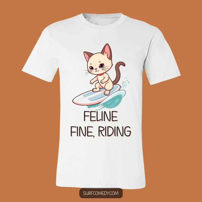 Funny Siamese Cat Surfer T-Shirt: Cool Cat Riding Swell - Awesome Funny Gift!