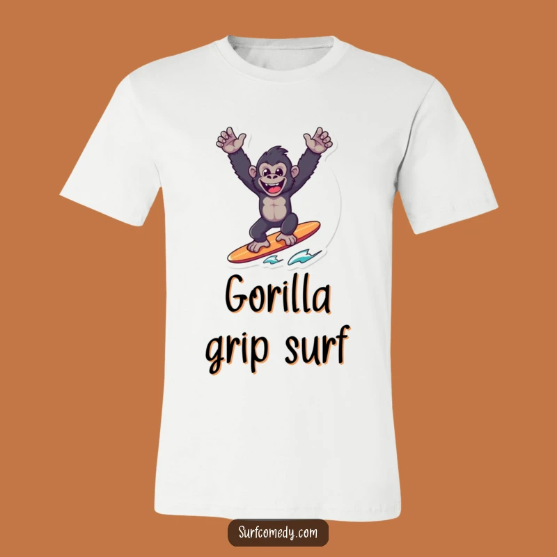 Funny Gorilla Surfer T-Shirt: Joyful Victory Pose - Awesome Funny Gift!