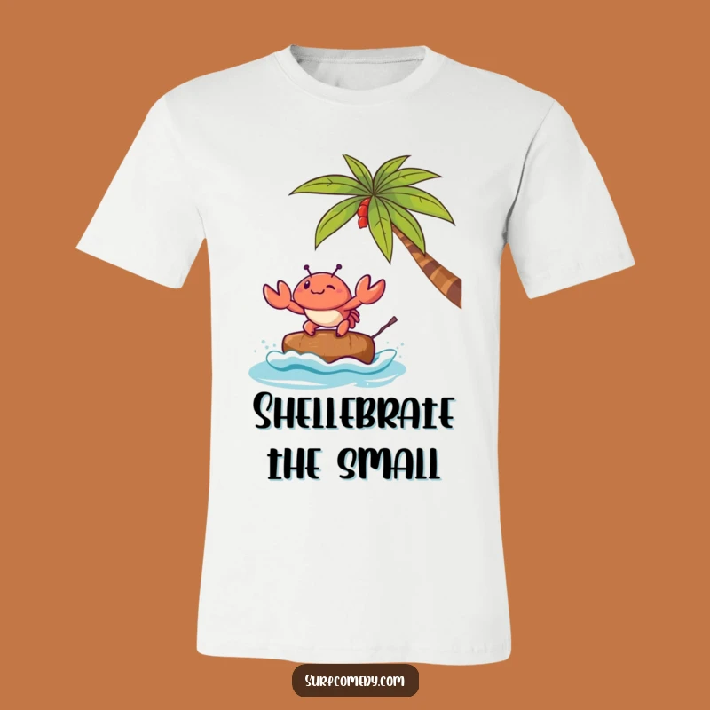 Funny Kawaii Crab Coconut Surf T-Shirt: Cute Surfing Crab Tee, Perfect Funny Gift