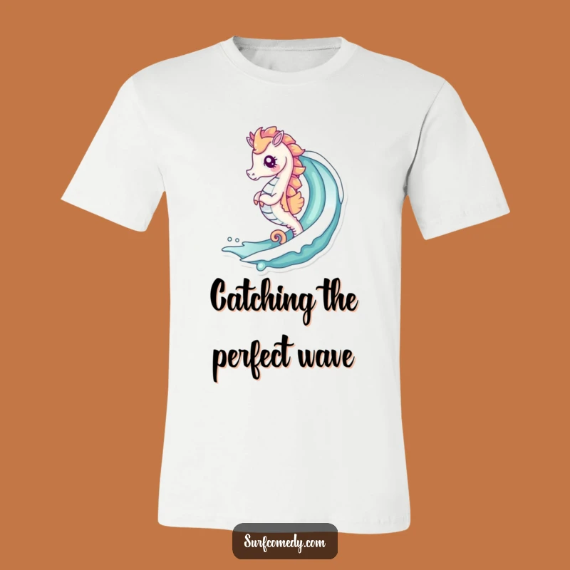 Funny Kawaii Seahorse Wave TShirt - Cute Surfer Tee