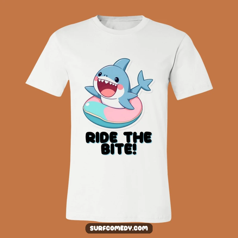 Funny Shark Inner Tube T-Shirt: Hilarious Ride, Awesome Gift for Beach Fans!