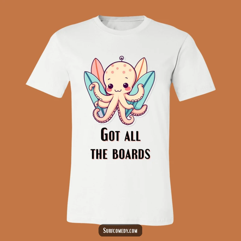 Funny Kawaii Octopus Surf T-Shirt - Tentacular Beach Fun Tee