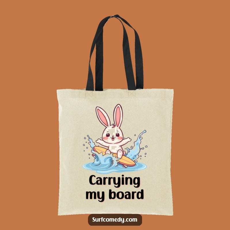 Funny Surfer Rabbit Wipeout Tote Bag: Carry Your Beach Day Fun
