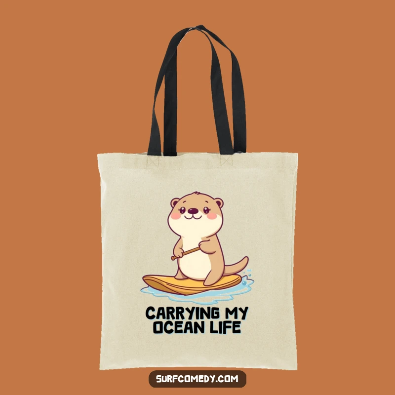 Funny Kawaii Otter Tote Bag - Energetic Board Carryall Gift