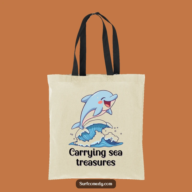Funny Dolphin Leaping Tote Bag: Carry Your Fun to the Beach