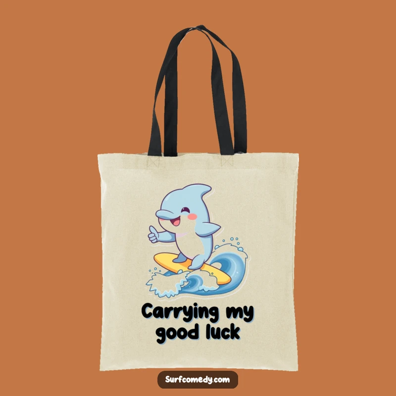 Funny Dolphin Surfing Wave Tote Bag - Cheerful Marine Accessory Gift!