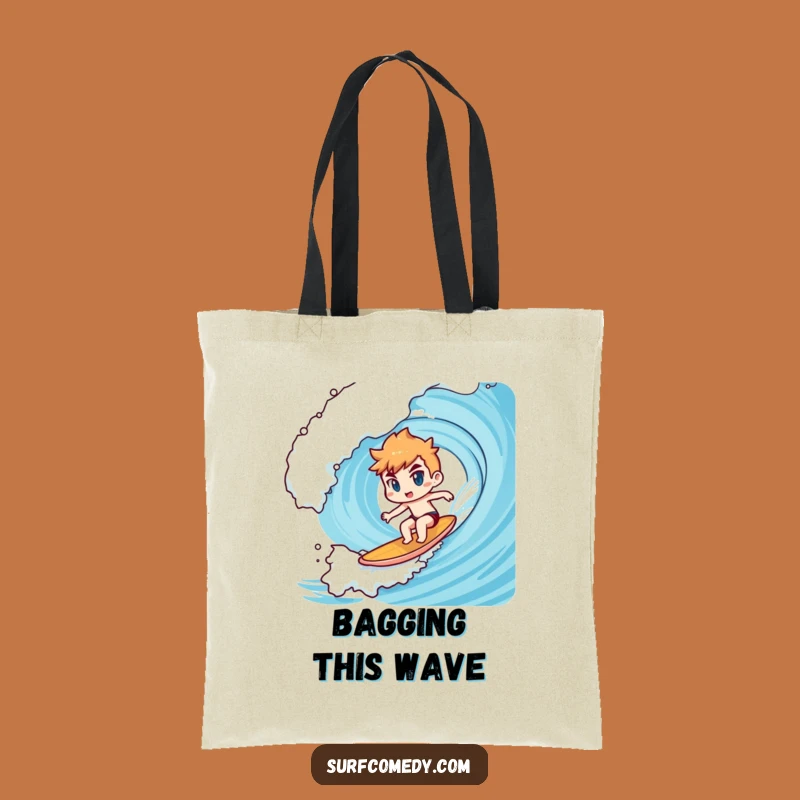Funny Kawaii Big Wave Surfer Tote Bag: Conqueror's Carry-All