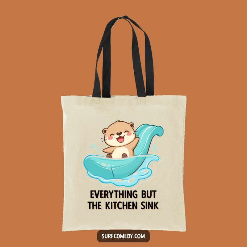 Funny Otter Water Slide Tote Bag: Trendy Bag for Joyful Aquatic Adventures Gift