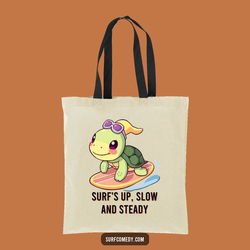 Funny Turtle Surfing Tote Bag - Hilarious Beach Essential for Ocean Lovers