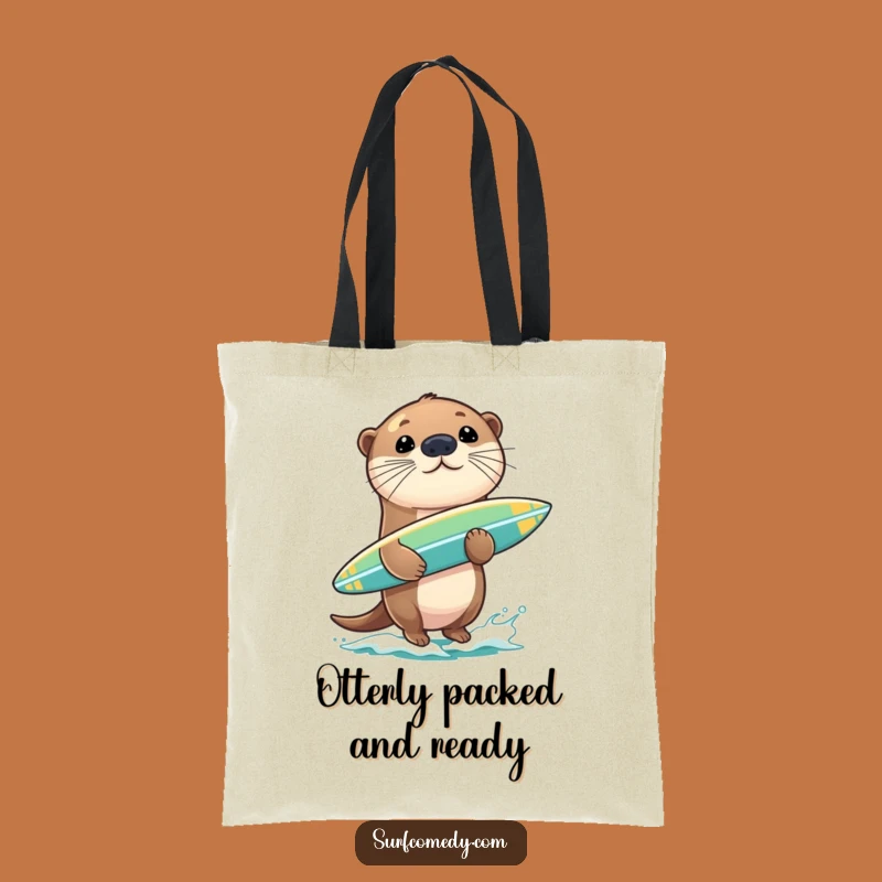 Funny Otter Surfing Tote Bag - Hilarious Accessory for Beach Goers